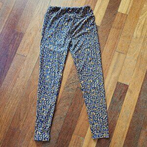 LuLaRoe Multicolored Curvy Maze Abstract Leggings One Size